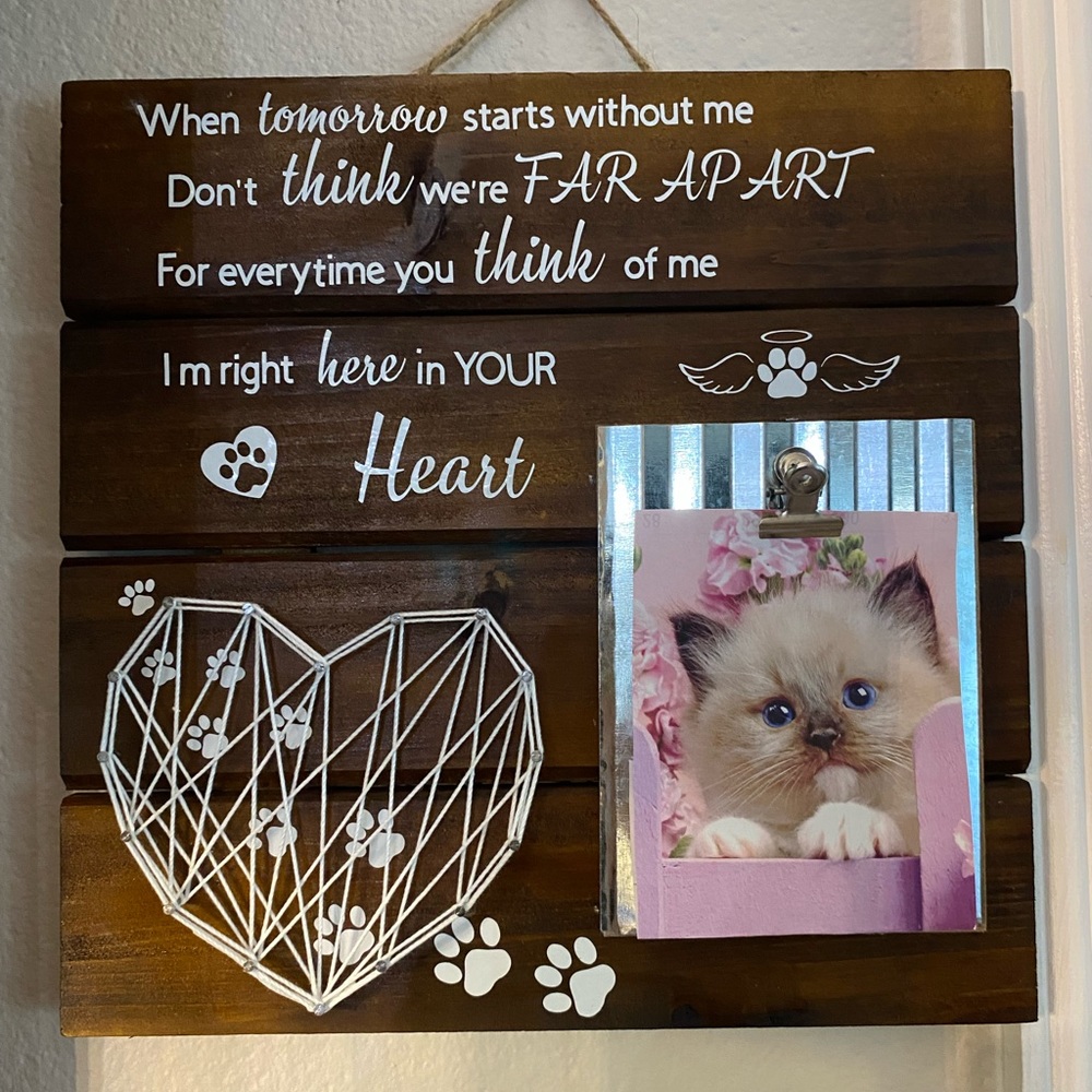 Handmade pet memorial plaque.